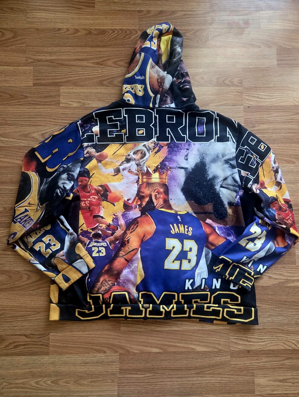 LeBron James Graphic Hoodie - Blue & Gold Basketball Collectible